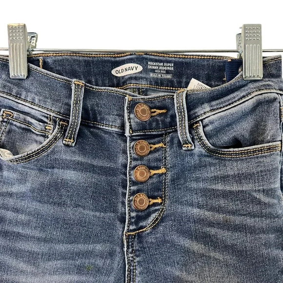Old Navy Girls Rockstar Super Skinny Jeggings High Rise Size 7 Distressed Denim - Picture 5 of 5